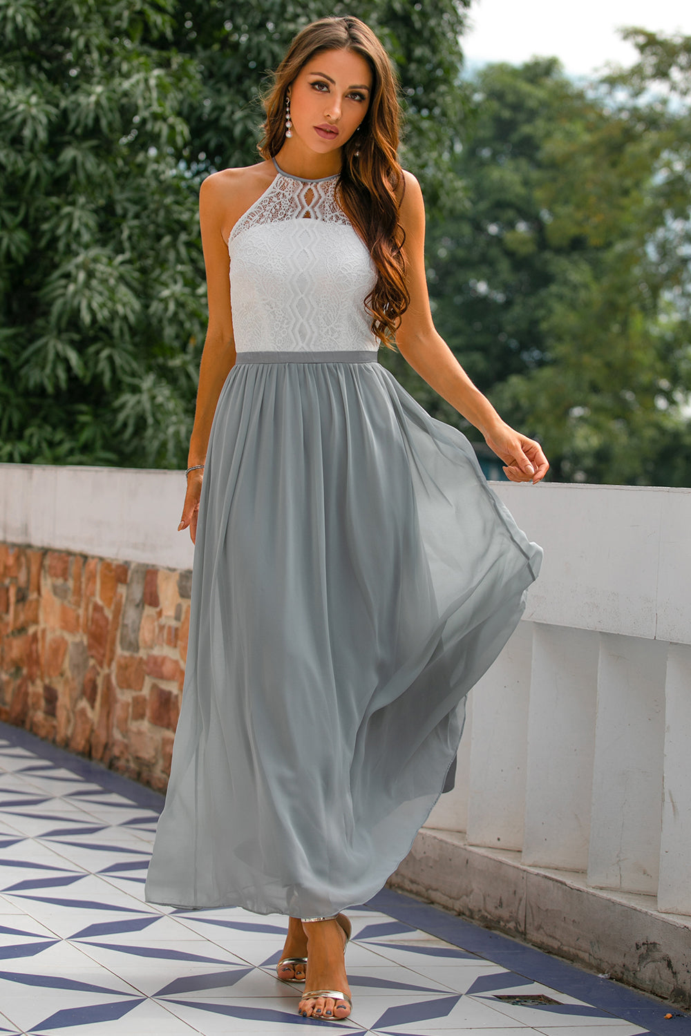 Madison | Women's Wedding Guest Halter Maxi Dress 0