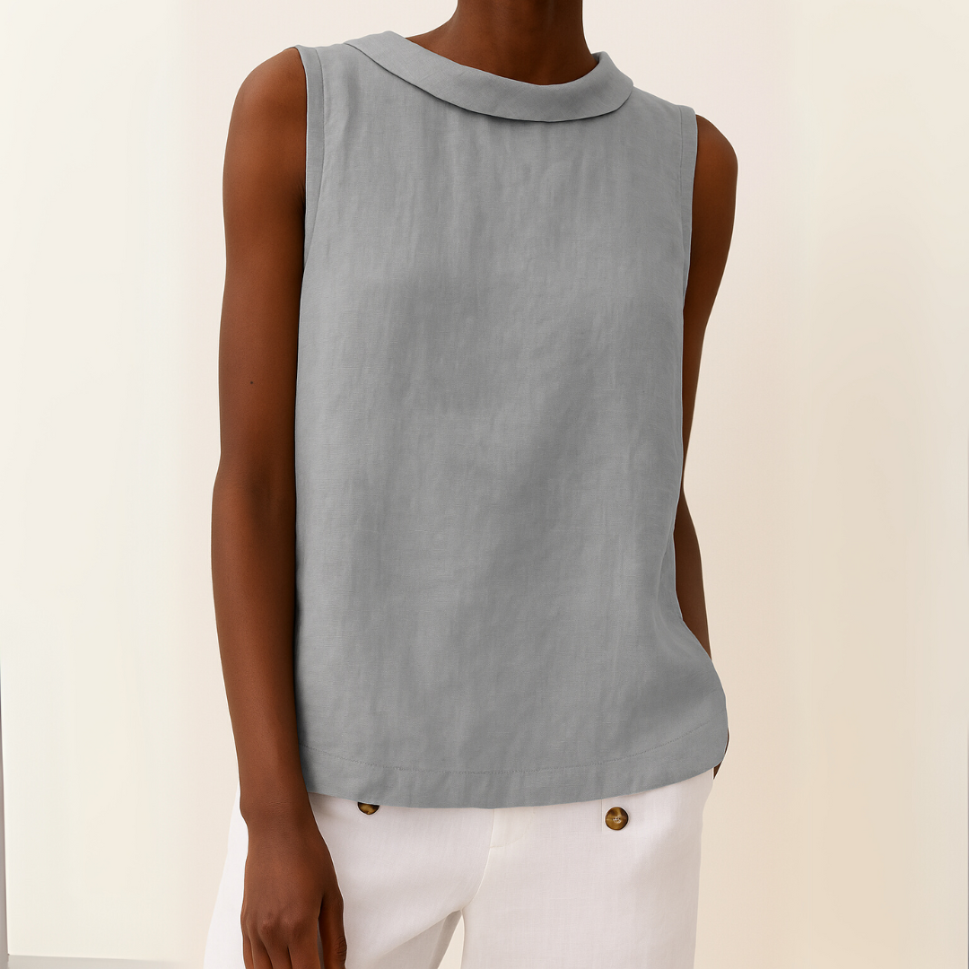 Maria™ | Sleeveless Roll Collar Top 0