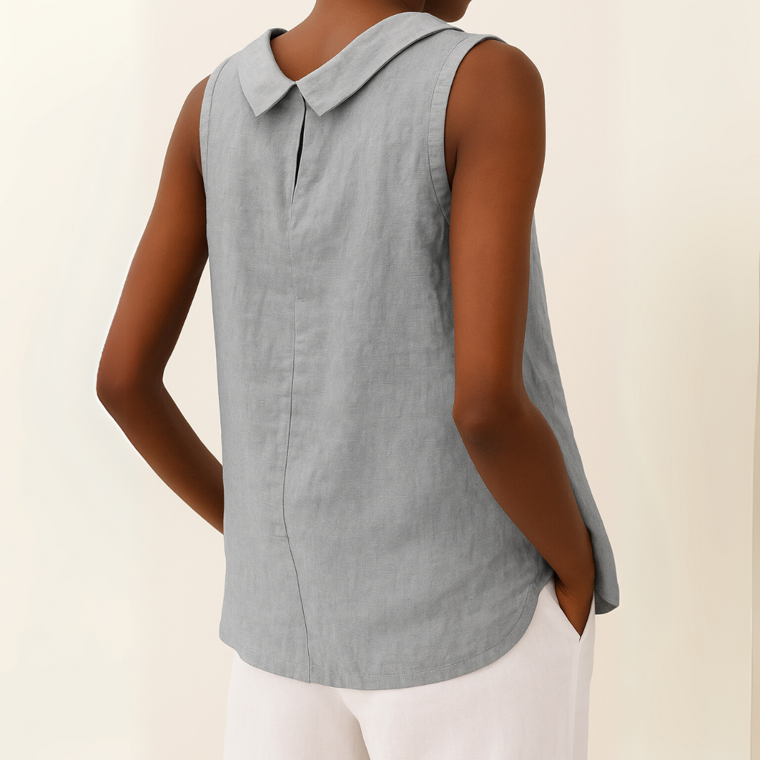 Maria™ | Sleeveless Roll Collar Top 1