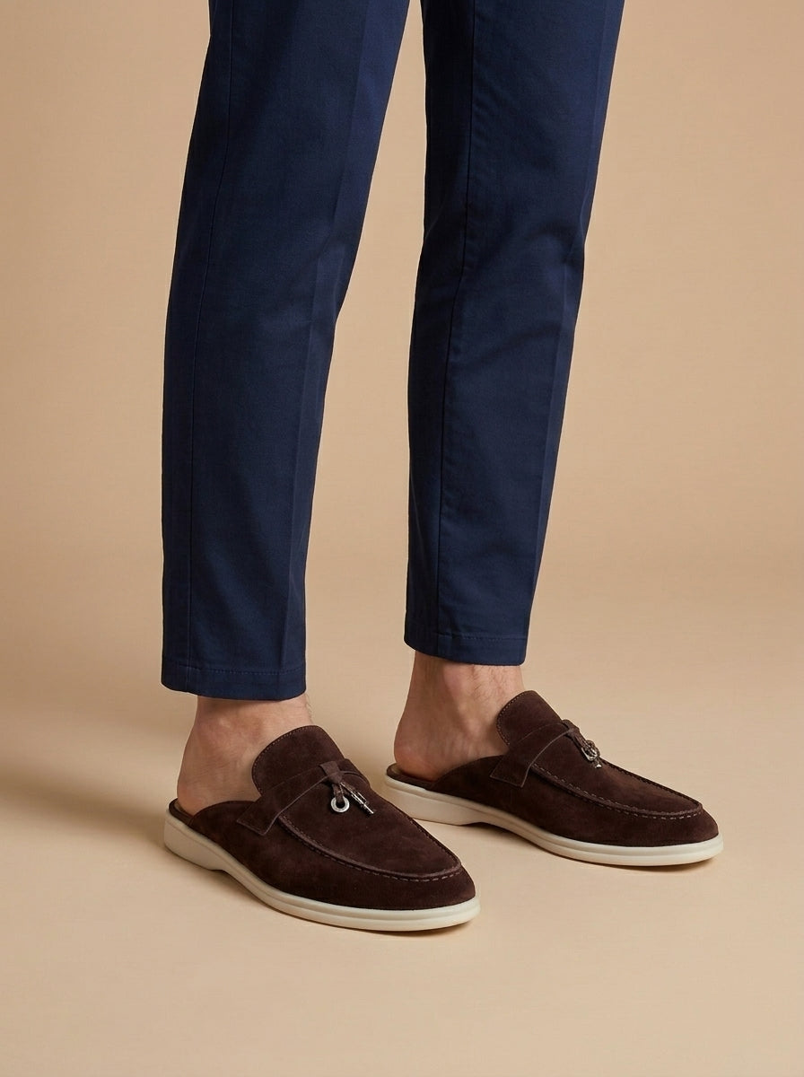 Men's Open Back Suede Mule Loafers