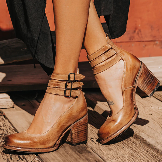 Women's Block-Heel Buckle Ankle Boots