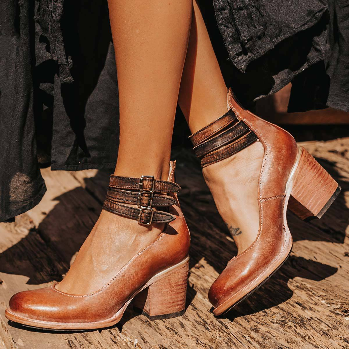 Women's Block-Heel Buckle Ankle Boots
