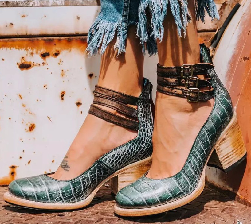 Women's Block-Heel Buckle Ankle Boots
