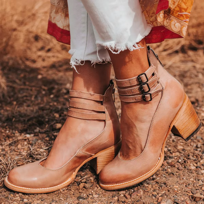 Women's Block-Heel Buckle Ankle Boots