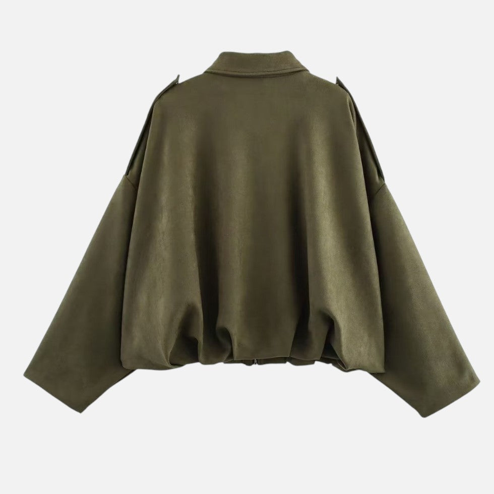 Suede Spring Jacket Zip Front Cropped – ModClo, view 2