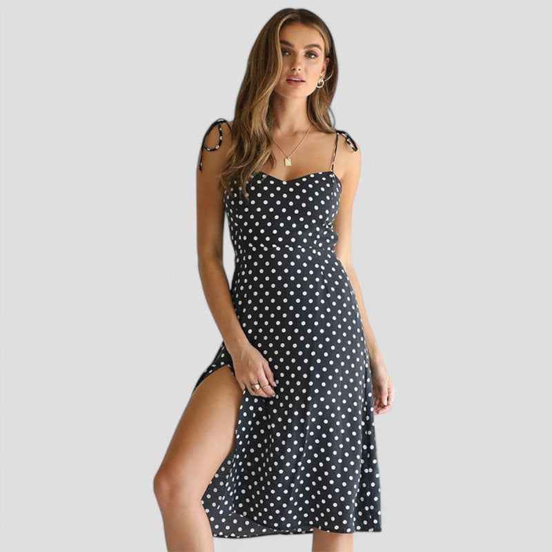 Polka Dot Midi Dress Elegant Coquette Summer Style