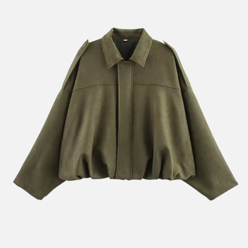 Suede Spring Jacket Zip Front Cropped – ModClo, main view
