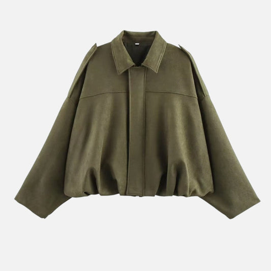 Suede Spring Jacket Zip Front Cropped – ModClo, main view