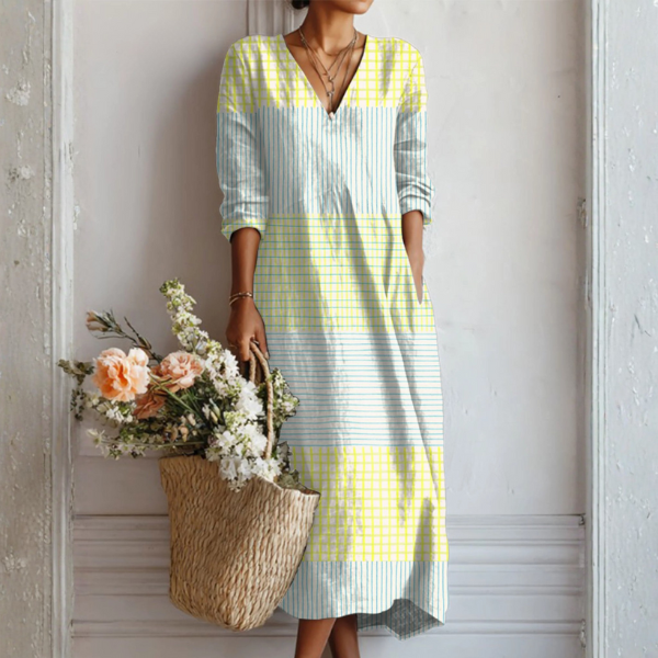 Women's Crisp Linen Dress Abstract Print