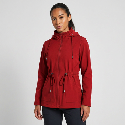 Women's Drawstring Waist Zip-Up Hooded Jacket