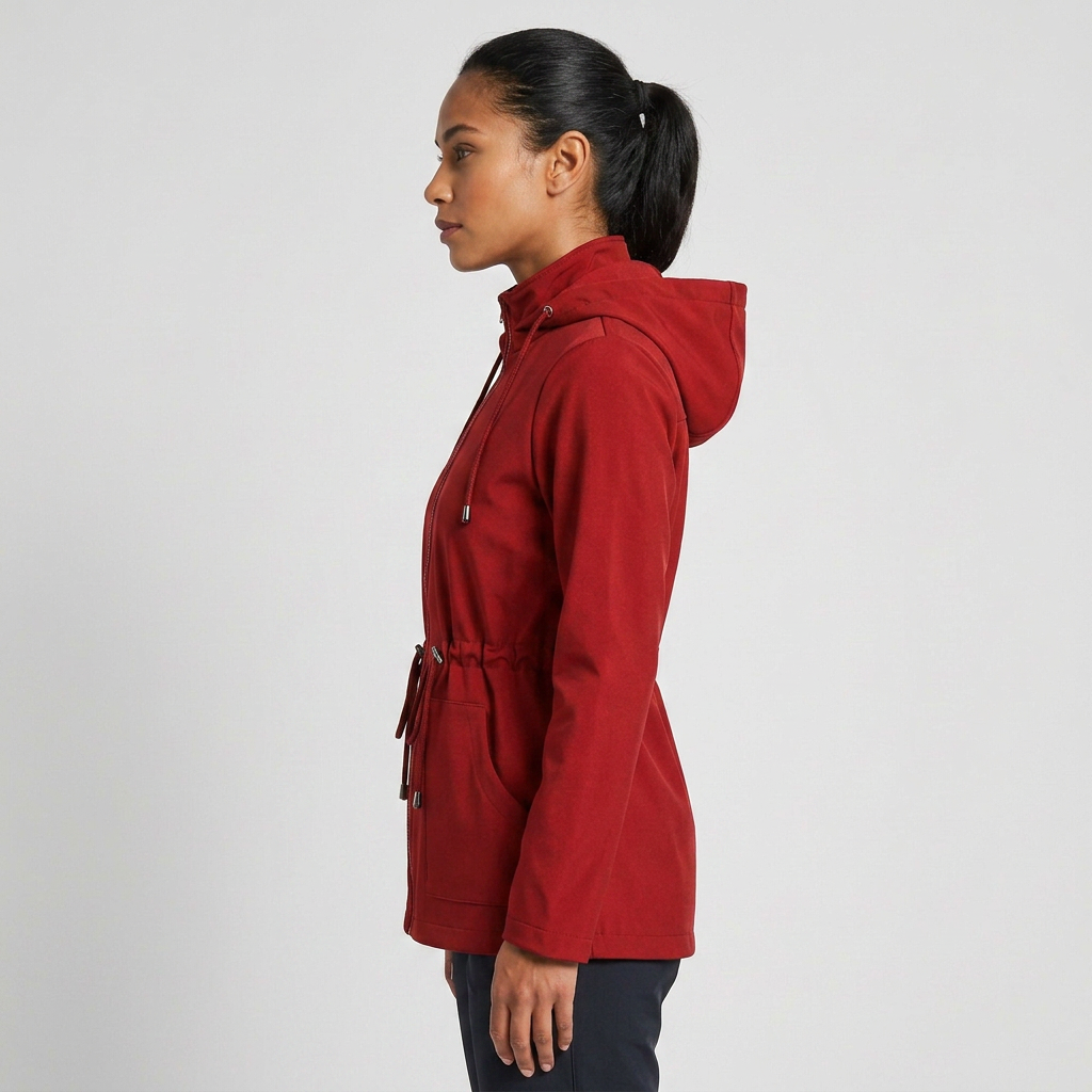 Women's Drawstring Waist Zip-Up Hooded Jacket