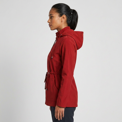 Women's Drawstring Waist Zip-Up Hooded Jacket