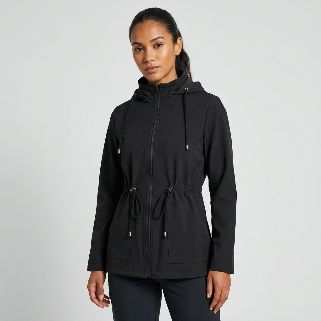 Women's Drawstring Waist Zip-Up Hooded Jacket
