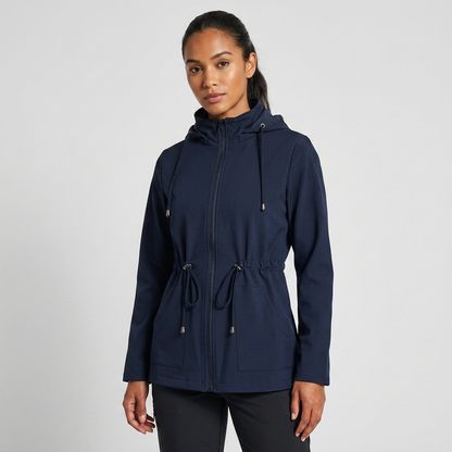 Women's Drawstring Waist Zip-Up Hooded Jacket