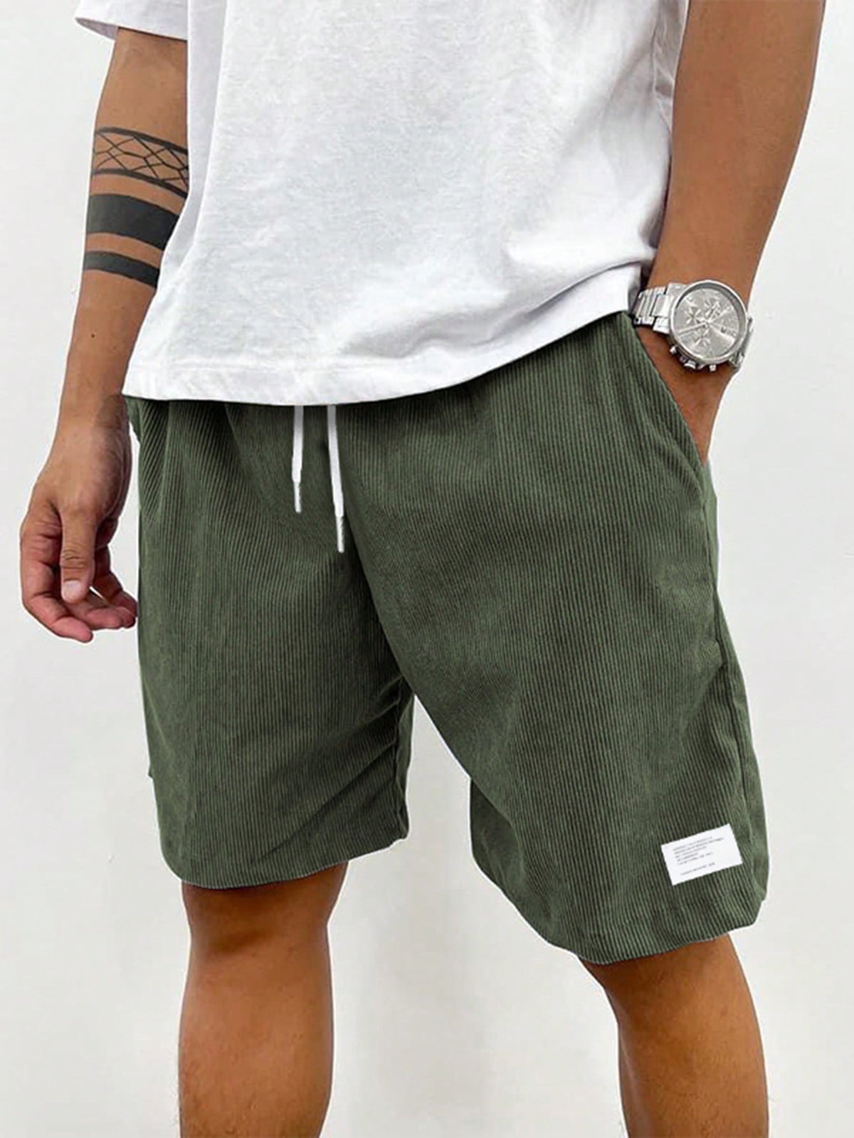 Men's Ribbed Drawstring Shorts Corduroy