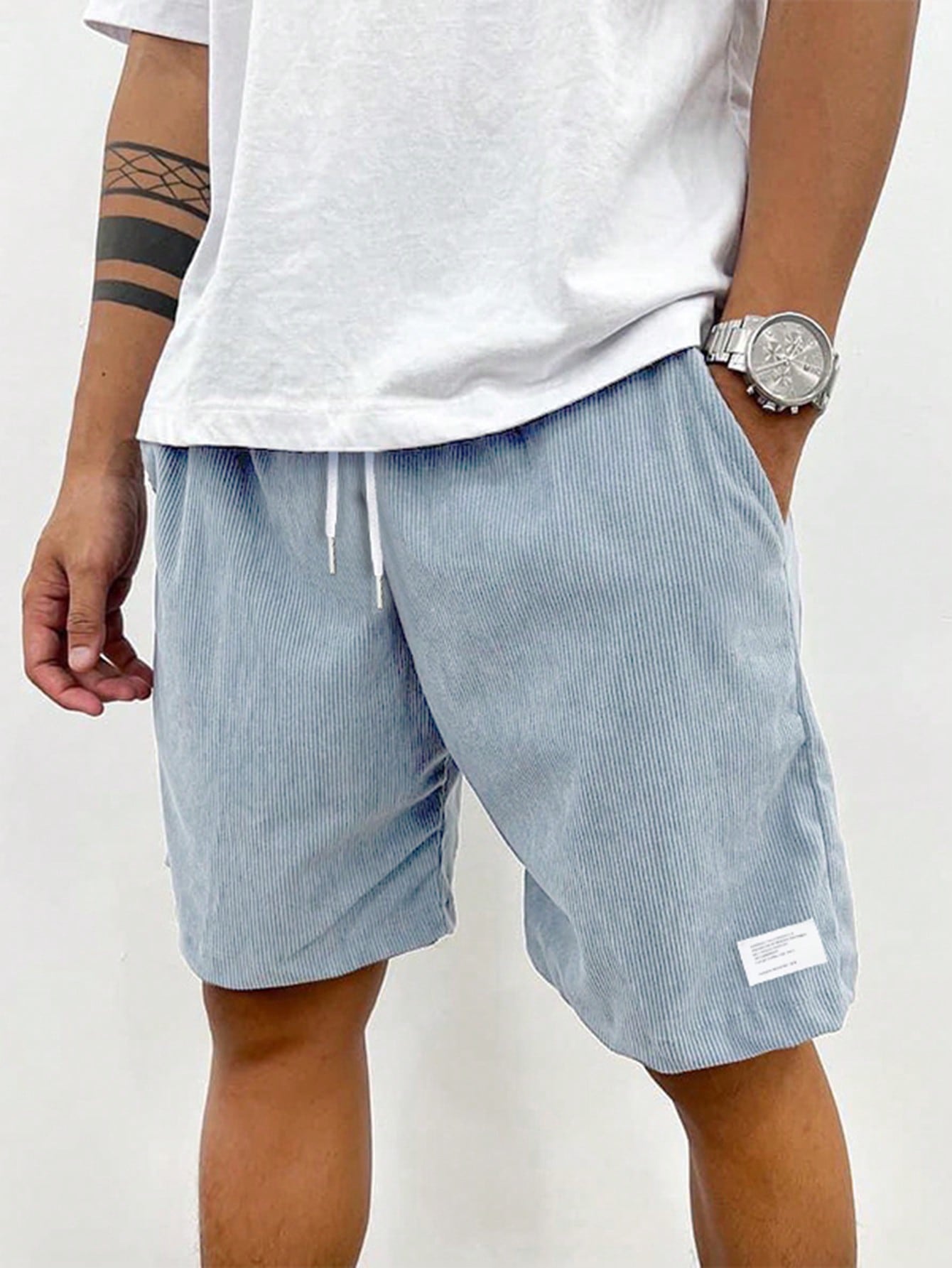 Men's Ribbed Drawstring Shorts Corduroy