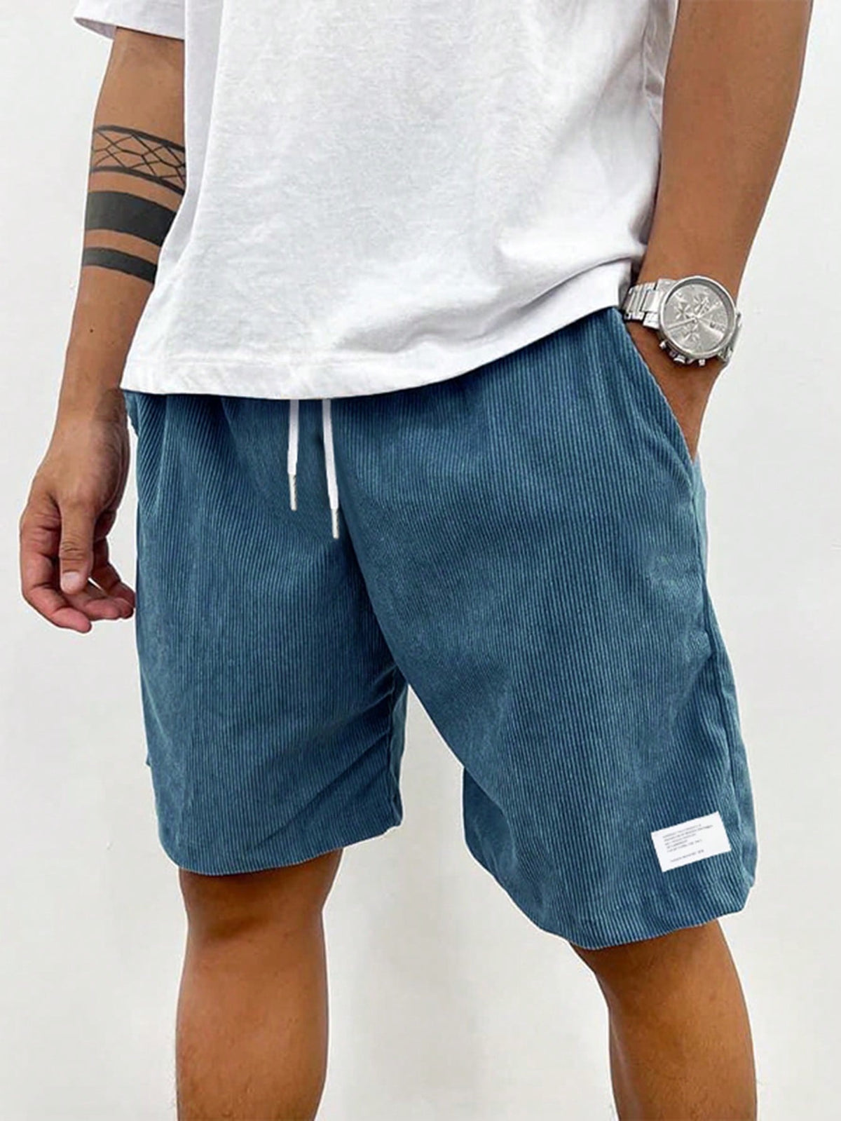 Men's Ribbed Drawstring Shorts Corduroy