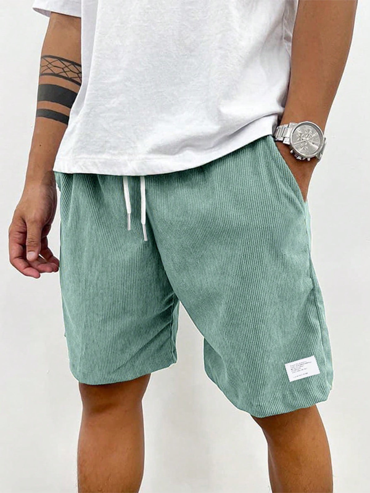 Men's Ribbed Drawstring Shorts Corduroy
