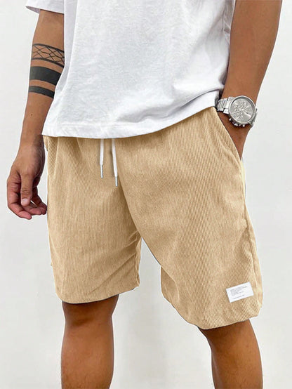 Men's Ribbed Drawstring Shorts Corduroy