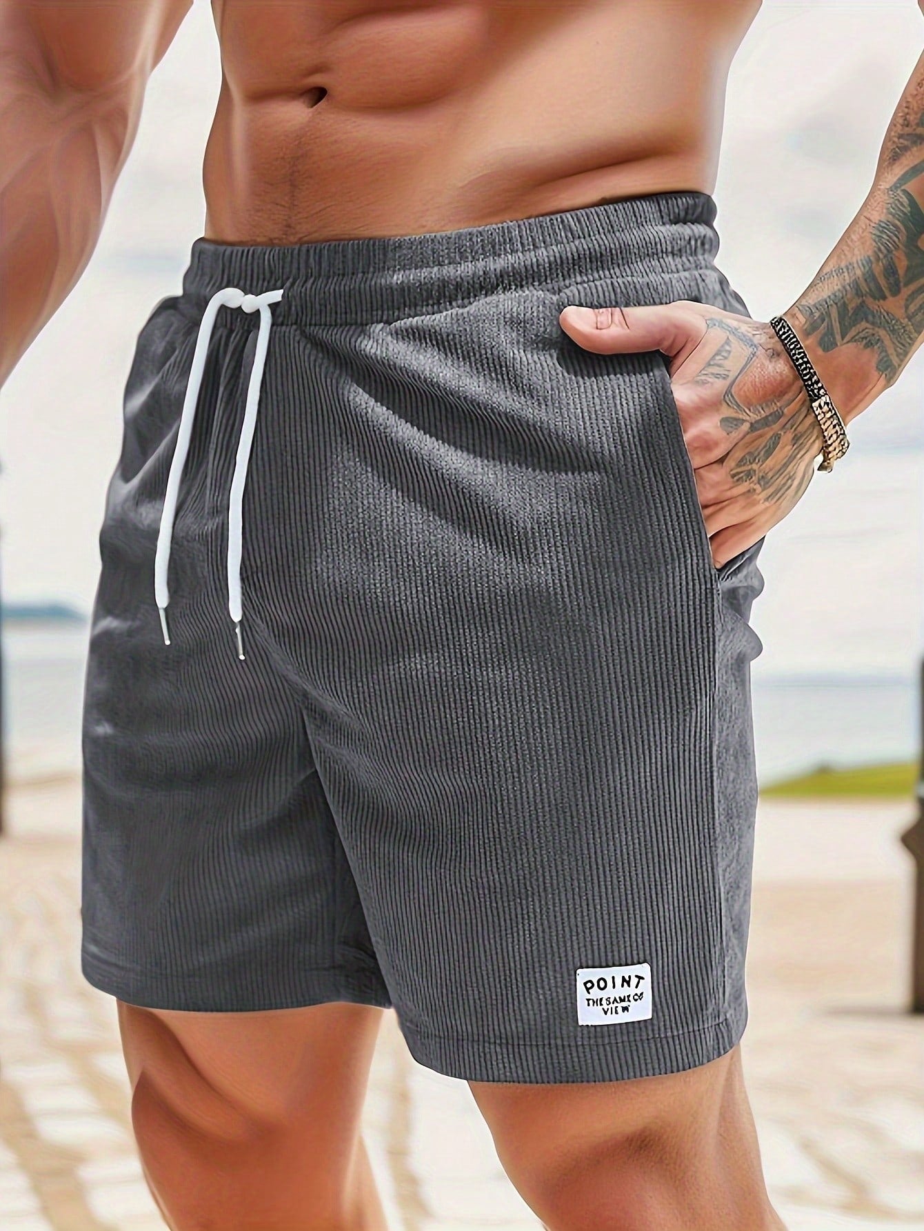 Men's Ribbed Drawstring Shorts Corduroy