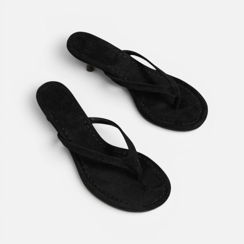 Suede Thong Heel Sandals – ModClo, view 2