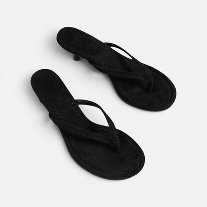 Suede Thong Heel Sandals – ModClo, view 2