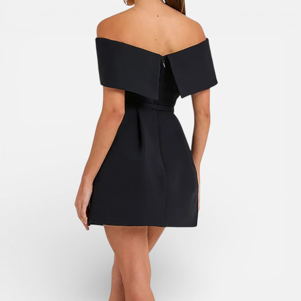 Off Shoulder Belted Mini Dress