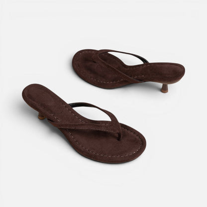 Suede Thong Heel Sandals – ModClo, main view