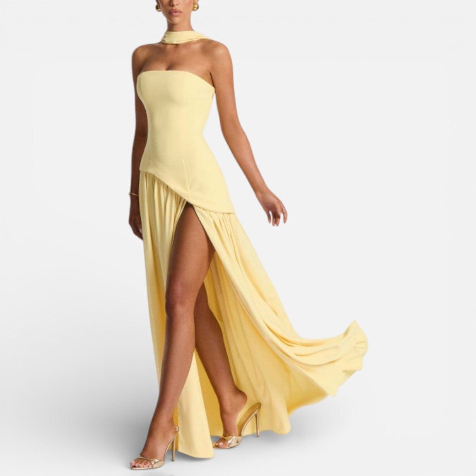 Strapless Maxi Dress with Side Slit – ModClo, main view