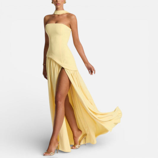 Strapless Maxi Dress with Side Slit – ModClo, main view