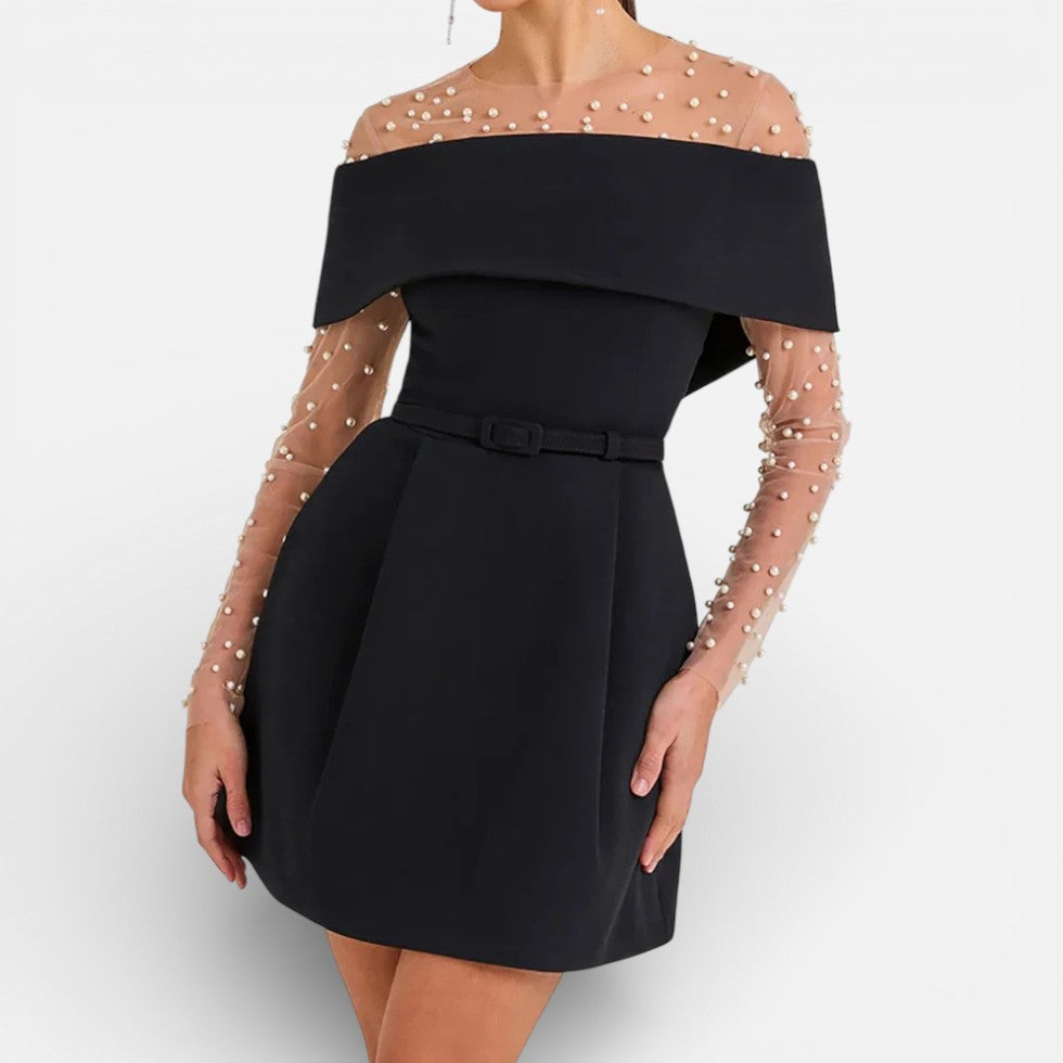 Off Shoulder Belted Mini Dress