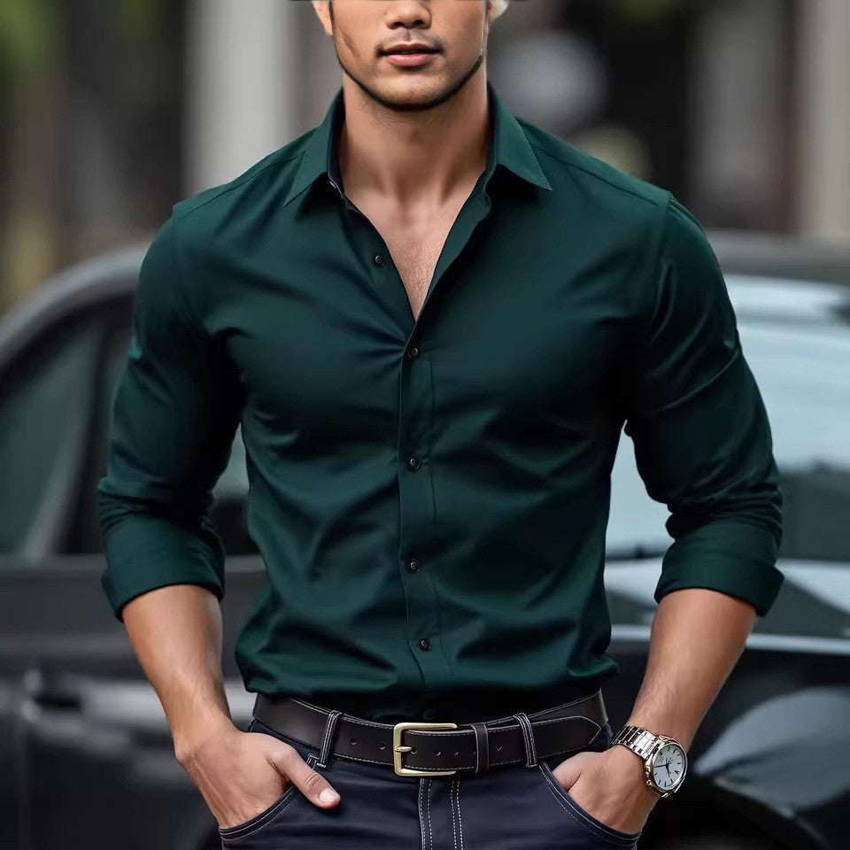 Men's Slim Fit Shirt Long Sleeve Chiq