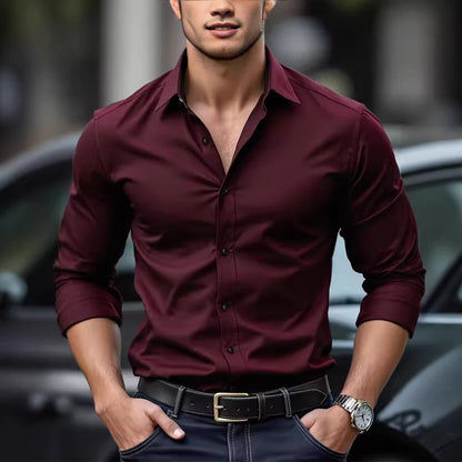 Men's Slim Fit Shirt Long Sleeve Chiq