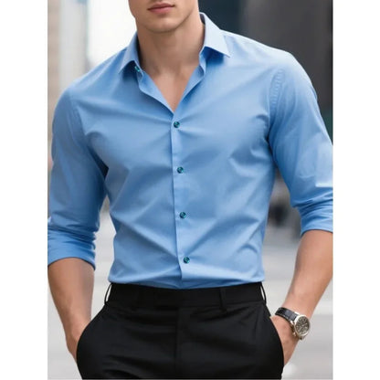 Men's Slim Fit Shirt Long Sleeve Chiq