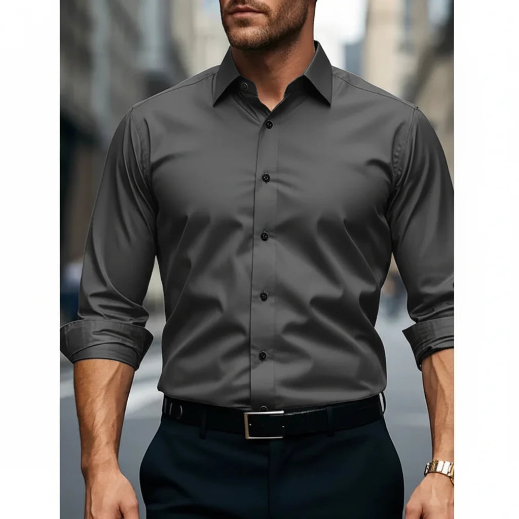 Men's Slim Fit Shirt Long Sleeve Chiq