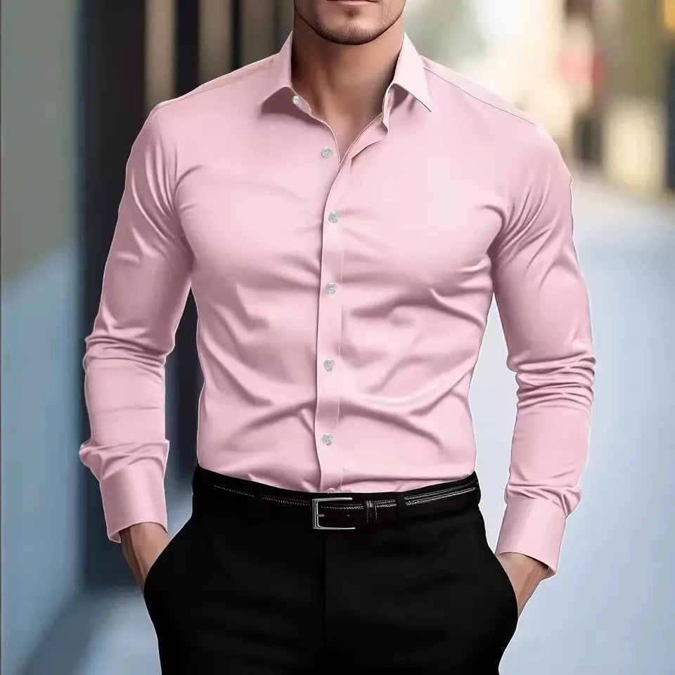 Men's Slim Fit Shirt Long Sleeve Chiq