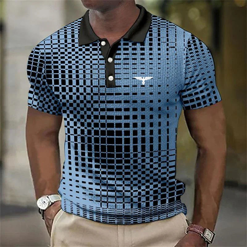 Men's Geometric Print Stretch Polo