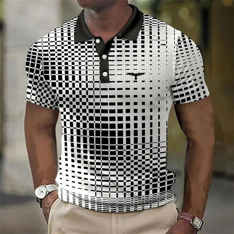 Men's Geometric Print Stretch Polo