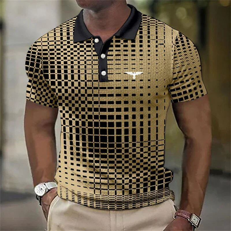 Men's Geometric Print Stretch Polo