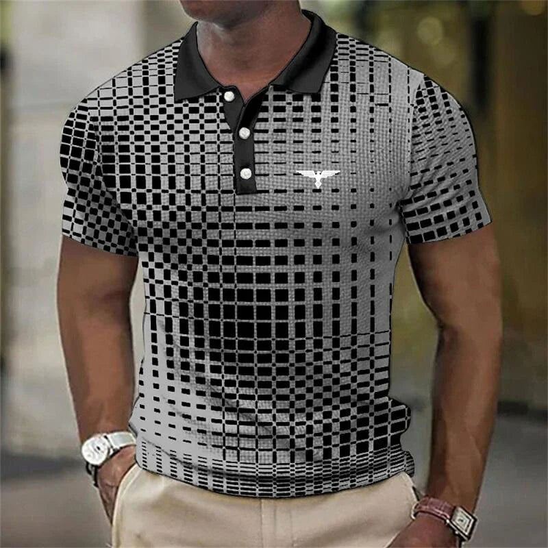 Men's Geometric Print Stretch Polo