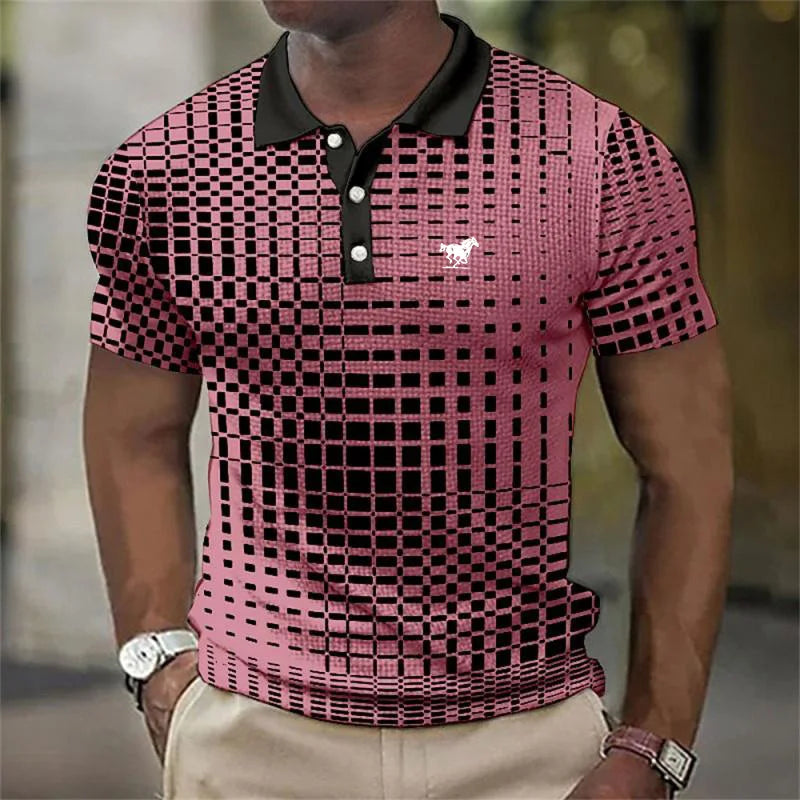 Men's Geometric Print Stretch Polo
