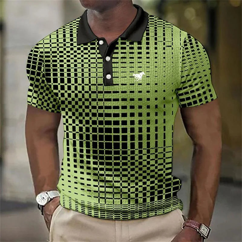 Men's Geometric Print Stretch Polo
