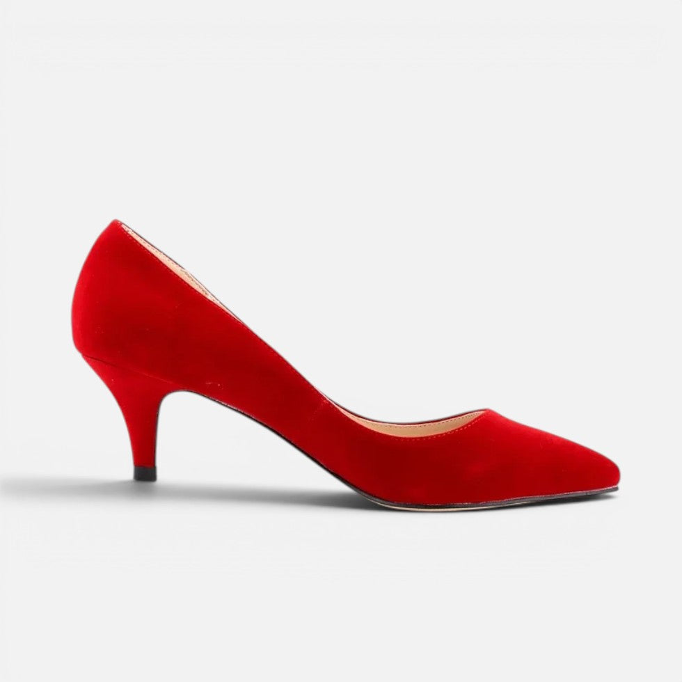 Suede Pointed-Toe Mid Heel Court Shoes – ModClo, view 4
