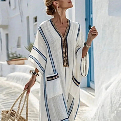 Santorini Striped Kaftan Dress 1