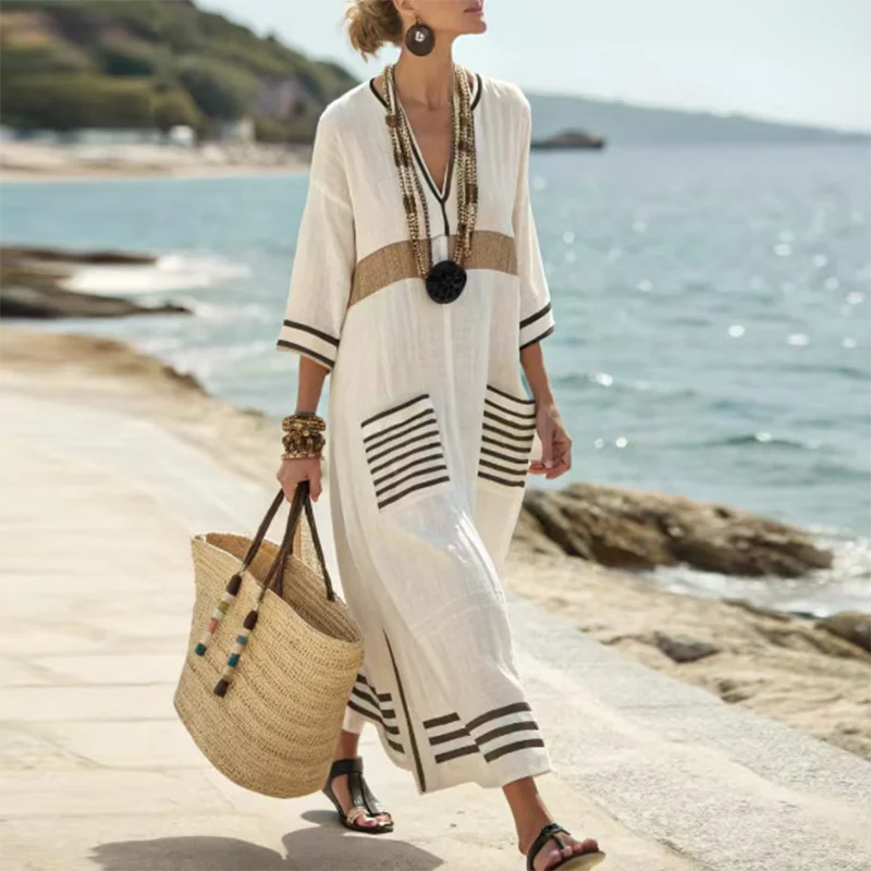 Santorini Striped Kaftan Dress 3