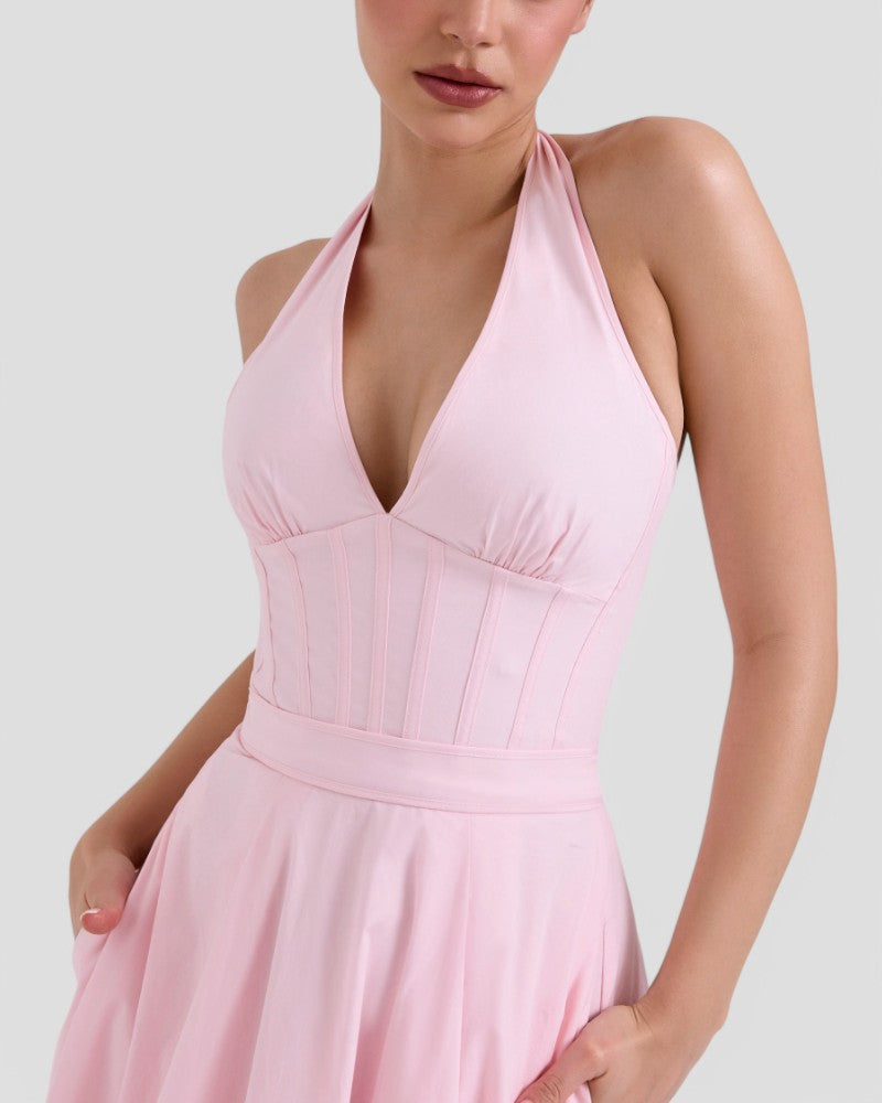 Corset Halter Midi Dress for Women's