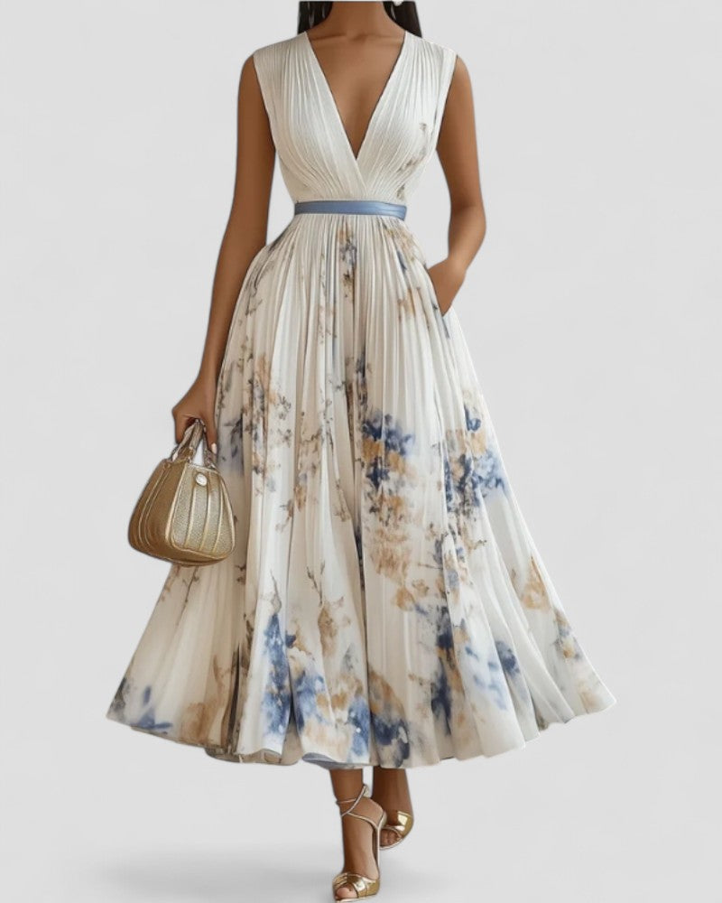 Pleated Ruffle Maxi Dress Formal Asymmetrical Summer Gown