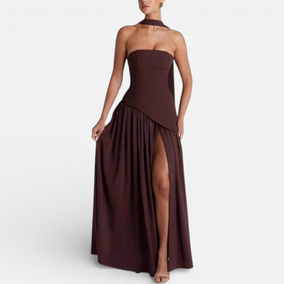 Strapless Maxi Dress with Side Slit – ModClo, view 3