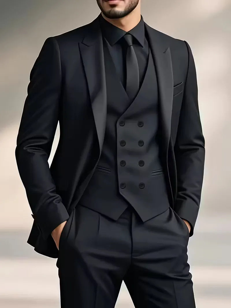 Men's Slim Fit Three-Piece Suit Waistcoat