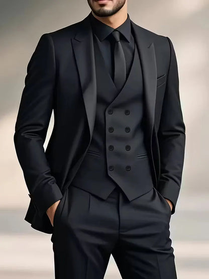 Men's Slim Fit Three-Piece Suit Waistcoat